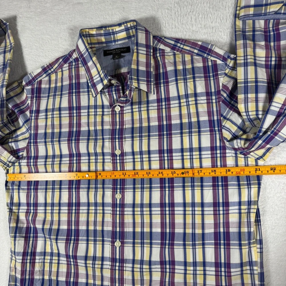 Banana Republic Button Down Shirt Mens M Multi‎ Plaid Excellent Soft Wash Cotton